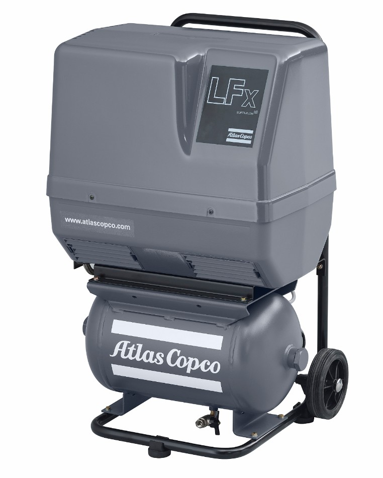 Компрессор поршневой безмасляный Atlas Copco  LFx 1.5 / 230В 1ф 50Гц  DOL (Исполнение на тележке с ресивером)